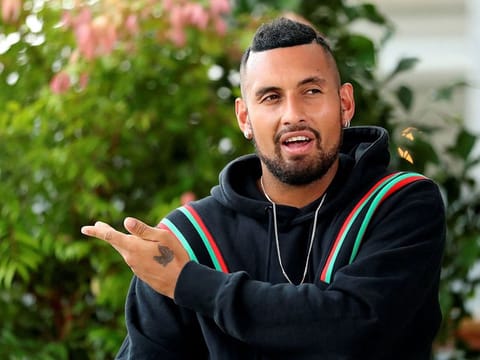 Nick Kyrgios speaks to the media 