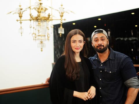 Pakistan celebrity couple Sana Javed (left) and Umair Jaswal 