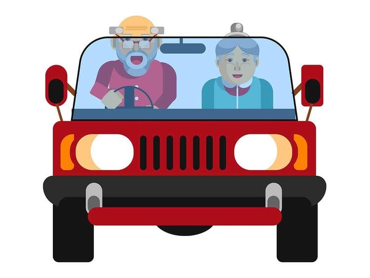 OLD COUPLE IN A CAR