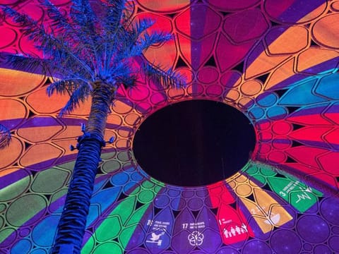 Projection on Al Wasl Dome at Expo 2020 Dubai for Global Goals Week last Saturday. 