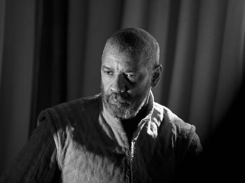 This image released by A24 shows Denzel Washington in a scene from "The Tragedy of Macbeth."