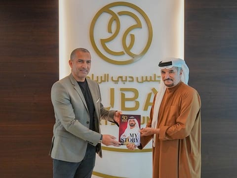 Saeed Hareb gifted Sabri Lamouchi a copy of “My Story” - the anecdotal memoir of His Highness Sheikh Mohammed Bin Rashid Al Maktoum, Vice President and Prime Minister of UAE and Ruler of Dubai.