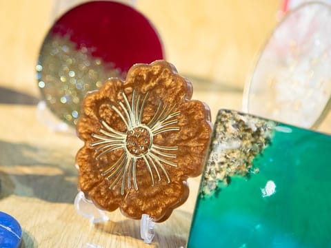 Make stunning resin coasters with simple items for a pop of vibrant colour to your interiors