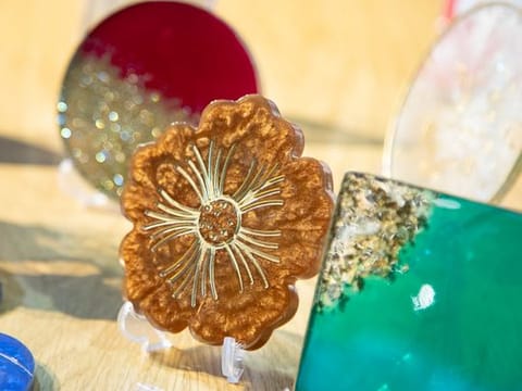 Make stunning resin coasters with simple items for a pop of vibrant colour to your interiors