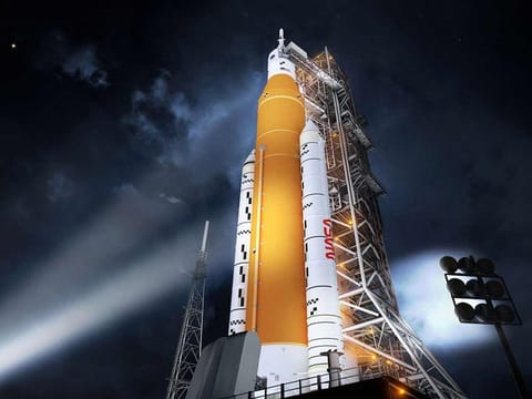 File photo: The Space Launch System (SLS) rocket, in its Block 1 crew vehicle configuration that will send astronauts to the Moon on the Artemis missions.