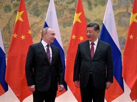 Russian President Vladimir Putin attends a meeting with Chinese President Xi Jinping in Beijing, China February 4, 2022. 