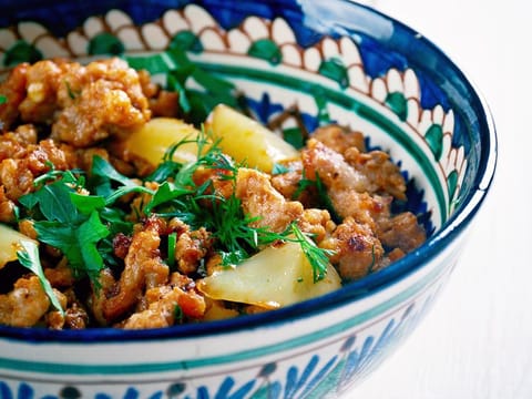 The Urdu word kheema comes from the Turkic word qiyma meaning ‘minced meat’. It could also have come from the Farsi word qeyme, which also means minced meat