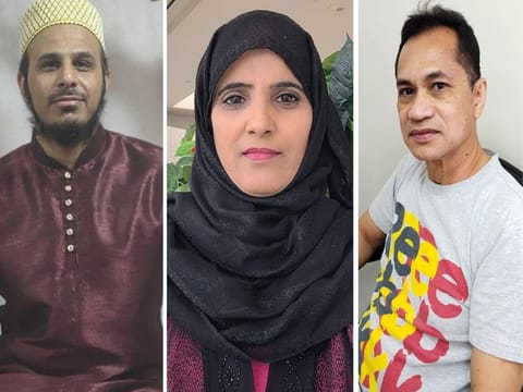 From left: Shabbir, Arifa and Merrick, the three latest winners in the Mahzooz lucky draw. They each won Dh100,000.  