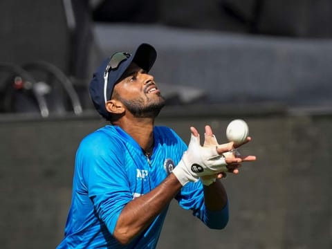 India’s Washington Sundar prepares to catch a ball during a practice session. The Indian all-rounder is ruled out of the Twenty20 series against West Indies, beginning in Kolkata on Wednesday. 