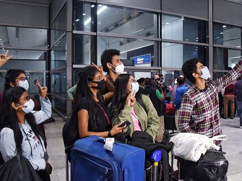  Students who arrived from Ukraine at the Delhi airport on February 23.