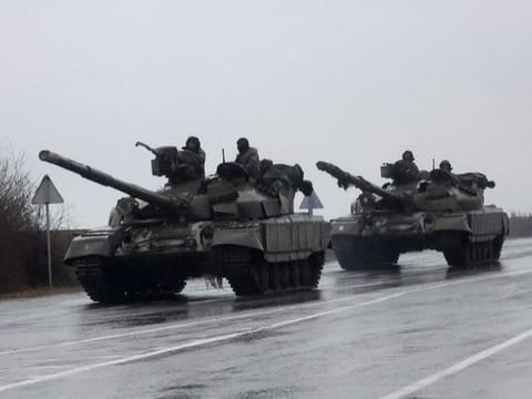 In pictures: Dramatic scenes of chaos as Russia attacks Ukraine