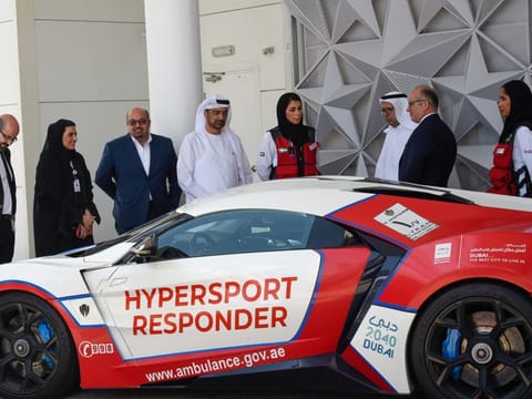 Khalifa Al Darrai, Sherif Beshara and other guests and officials at the Expo 2020 Dubai event on Saturday.