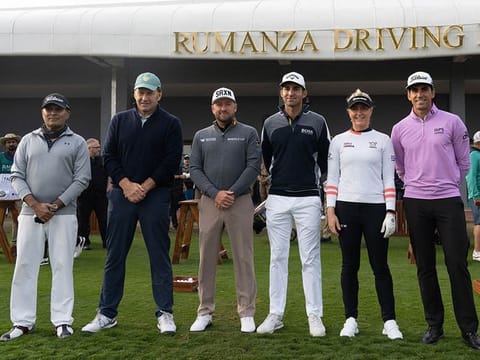 Nick Faldo with Rafa Cabrera Bello at Rumanza Golf & Country Club