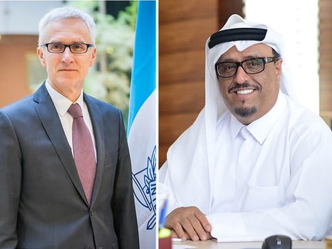 Jurgen Stock and Lt General Dhahi Khalfan Tamim.