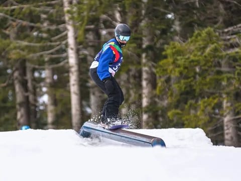 UAE teenage snowboarder Amenah Almuhairi in action in Croatia.
