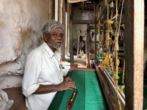  Vishwanath, Ilkal’s grand old weaver, has been weaving sarees for 65 years and still puts out a saree a day.