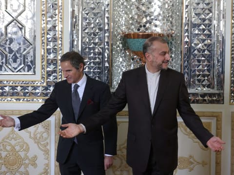 International Atomic Energy Agency (IAEA) Director General Rafael Mariano Grossi meets with Iran's Foreign Minister Hossein Amir-Abdollahian in Tehran, Iran, March 5, 2022. 