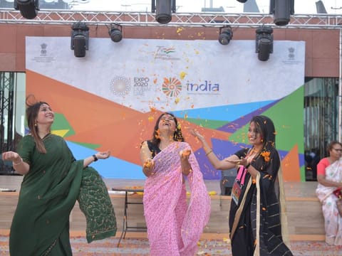 Holi being celebrated at India Pavilion in Expo 2020 Dubai. 