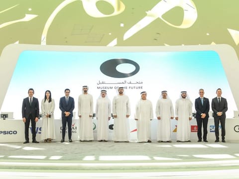 Signatories to the new partnerships with Dubai's Museum of the Future, today. 