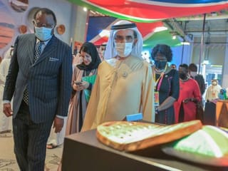 Mohammed bin Rashid meets Namibia, Guyana presidents