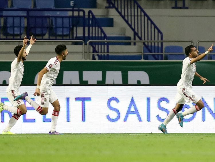 The UAE's Harib Abdalla Suhail celebrates the winner against South Korea