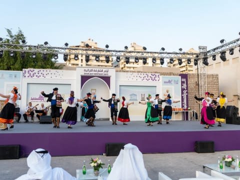A live performance in progress during the closing ceremony of Sharjah Heritage Days at the SHD Theatre.