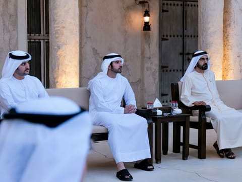 File image: Sheikh Mohammed bin Rashid Al Maktoum, Vice President, Prime Minister of the UAE, and Ruler of Dubai, Sheikh Hamdan bin Mohammed bin Rashid Al Maktoum, Crown Prince of Dubai and Chairman of The Executive Council of Dubai, and Sheikh Maktoum bin Mohammed bin Rashid Al Maktoum, Deputy Ruler of Dubai, and Deputy Prime Minister and Minister of Finance.