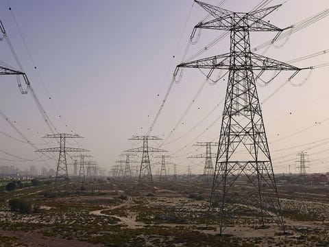DEWA electricity transmission lines in Dubai. 