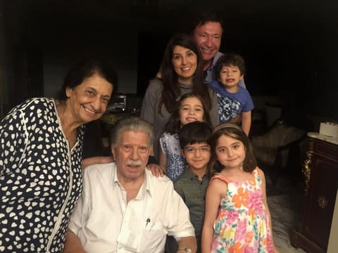 Dr Al Shunnar (in white shirt) with his wife Dr Zainab Kazim, his grandchildren, daughter Dr Amal and son-in-law Dr Michael Fakih.