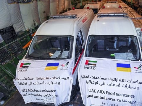  The UAE has sent 50 tons of food and medical supplies as well as ambulances to Ukraine to assist civilians.