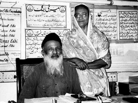 Bilquis Edhi with her late husband Abdul Sattar Edhi in an undated picture.