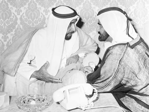 Archive picture of Sheikh Zayed (left) with Sheikh Mohammed bin Rashid Al Maktoum
