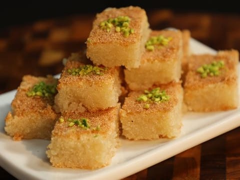 Try this sweet recipe from Egypt - Basbousa with Pistachio