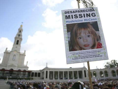 A picture of Madeleine McCann, who disapeared from the Praia da Luz beach resort in the Algarve, is displayed at Our Lady of Fatima shrine, in Fatima, northern Portugal. 