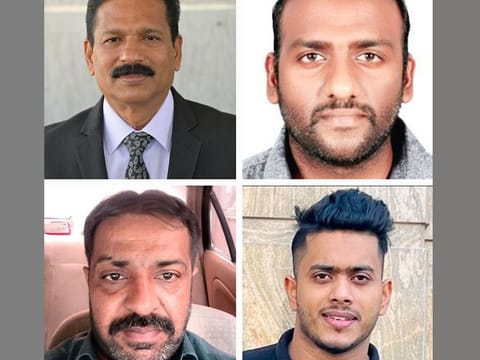 (Clockwise) Winners of the latest Mahzooz Draw including Khalid, Anish, Muhammad and Mohammed