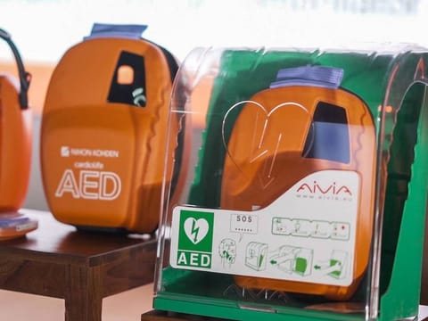 The roll out of Automated External Defibrillators (AED) follows the completion of theoretical and practical Heartsaver First Aid CPR training 