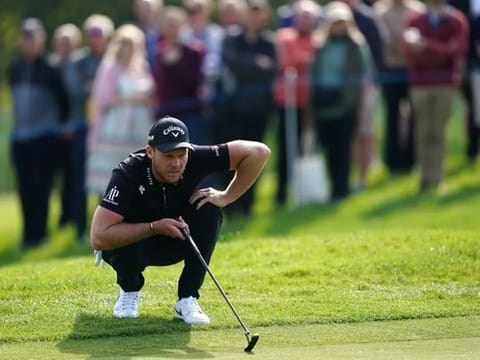 Tournament host Danny Willett in action during Round Two of the Betfred British Masters at The Belfry, Sutton Coldfireld, England.