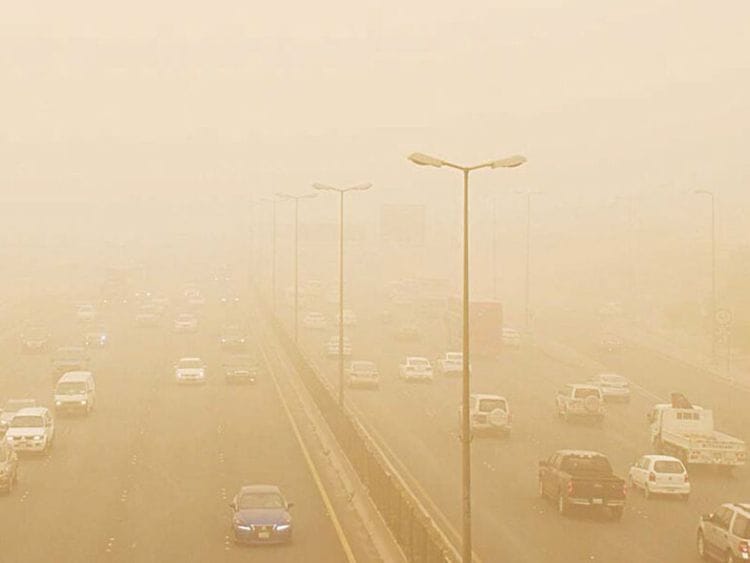 Visibility became extremely low as Kuwait was hit by a massive sandstorm.
