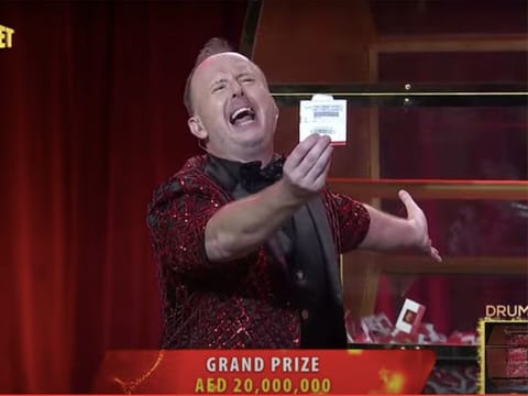 Big Ticket host Richard while announcing the name of the winner during today's Big Ticket draw in Abu Dhabi. 