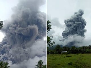 Philippines aftermath: Ash blankets trees, roads, houses after volcanic eruption 