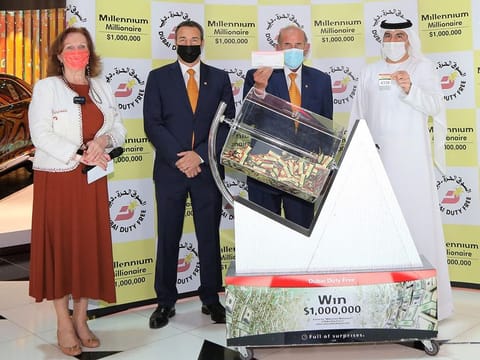 Dubai Duty Free representatives during the draw at Dubai International Airport