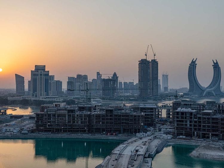 Stock Doha Qatar skyline