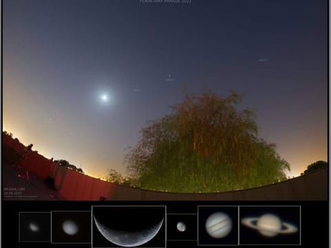 An Expat stargazer Prabhu S Kutti captures in Dubai a rare celestial sight as five planets — Mercury, Venus, Mars, Jupiter and Saturn — formed a Planetary Parade before the break of dawn on Friday. 