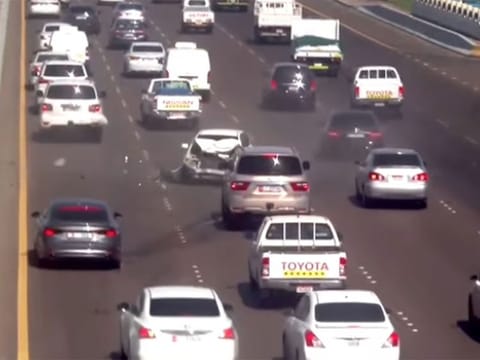 Video grab of a video release by Abu Dhabi Police showing how  inattentive driving leads to accidents.
