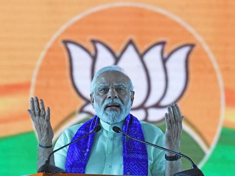 India’s Prime Minister Narendra Modi addressing a public meeting in Telangana a few months ago. Much of Modi’s speech emphasised BJP’s plans and promises for the state