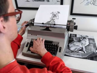 Photos: For UK artist, the key to good art is a typewriter