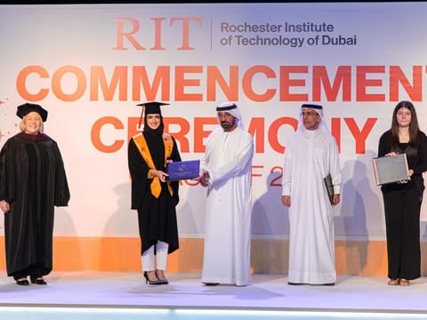 Sheikh Ahmed bin Saeed Al Maktoum at RIT-Dubai graduation ceremony.  