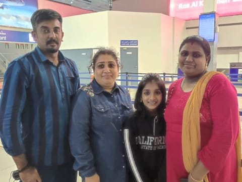  Family of Gopika Ajay (second from left) before departing from Ras Al Khaimah to Kozhikode on Tuesday night