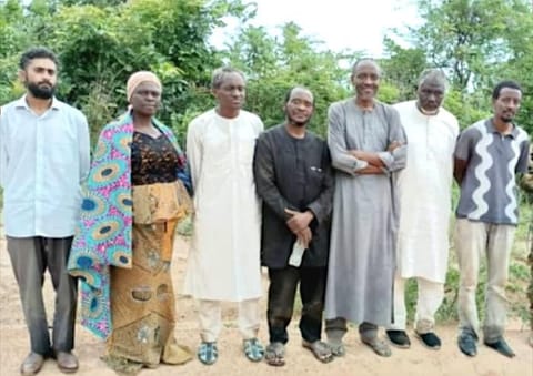 Pakistani citizen Dr Abuzar Mohammad Afzal (extreme left) has been freed more than 100 days after being kidnapped by militants in Nigeria. 