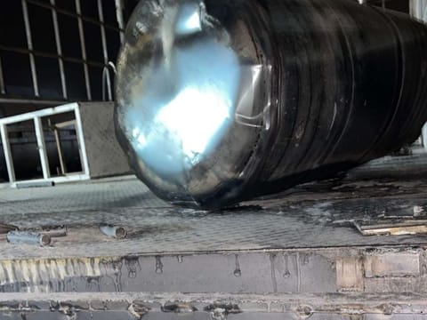 The barrel that exploded in Al Sajja in Sharjah, leading to the death of a worker.